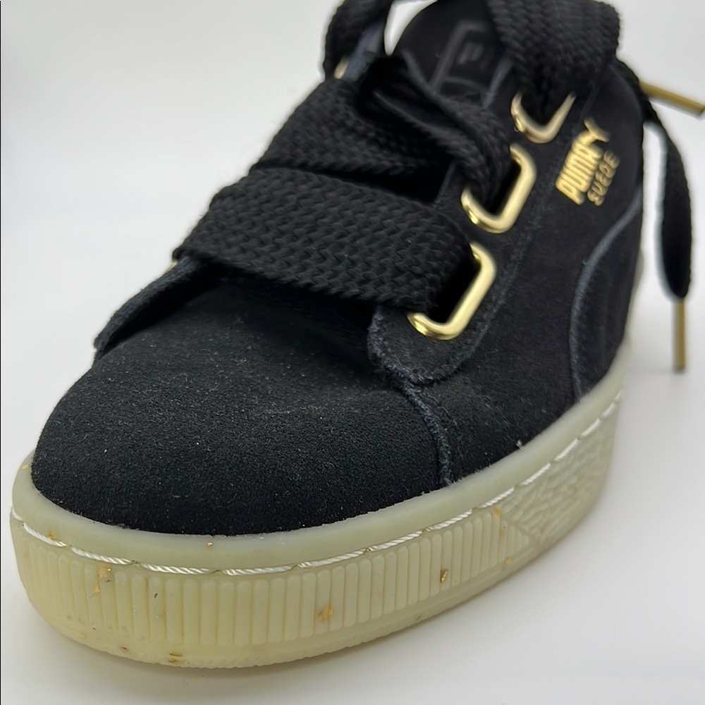 Puma Black and Gold Sneakers with Velcro Closure